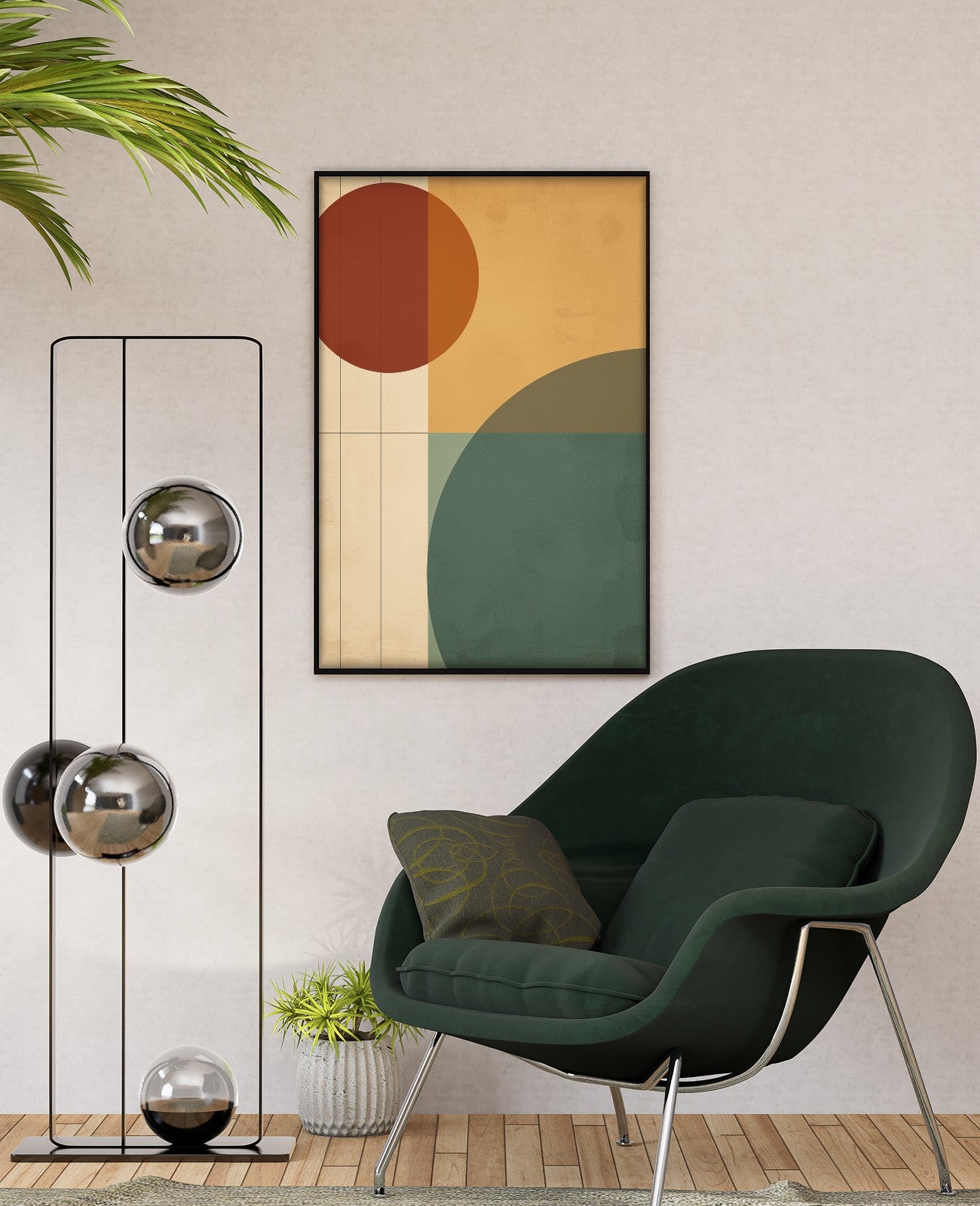 Ochre Whispers Geometric Dance - Room View