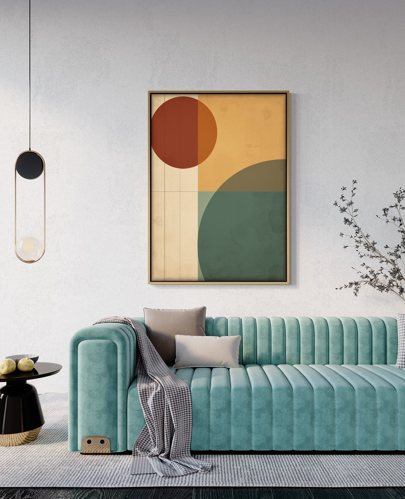 Ochre Whispers Geometric Dance - Room View