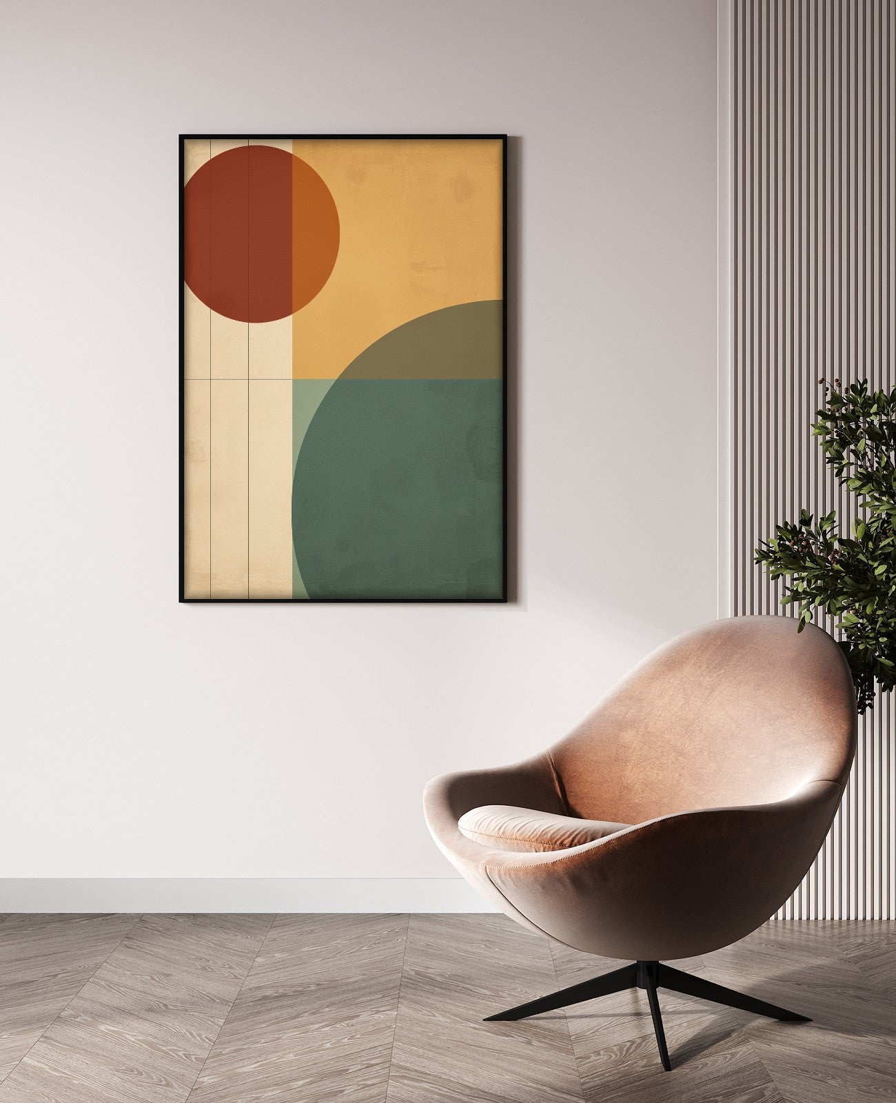 Ochre Whispers Geometric Dance - Room View