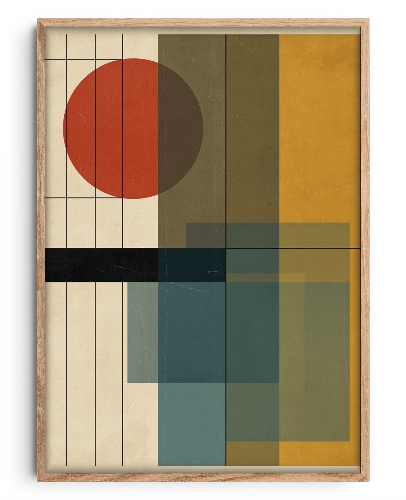 Geometric Symphony's Silent Resonance - Oak Wood