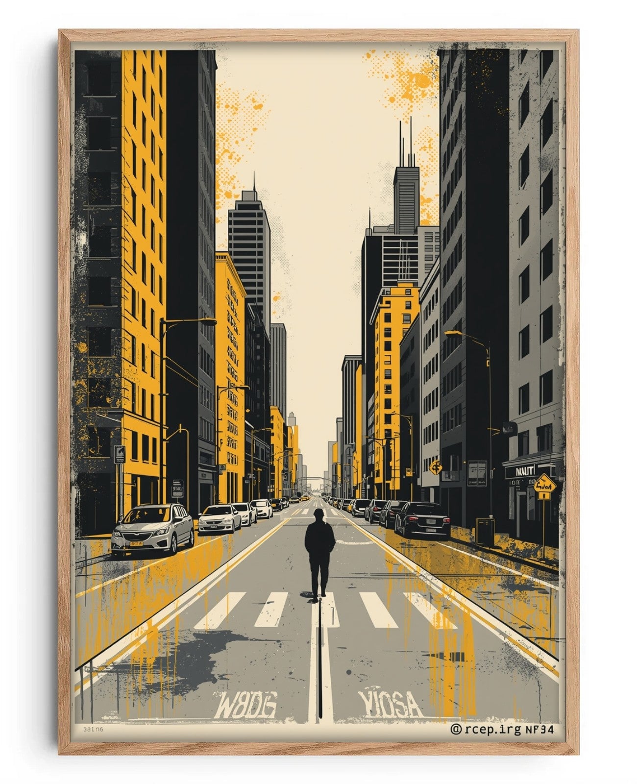 Vibrant Silhouette Symphony - Oak Wood