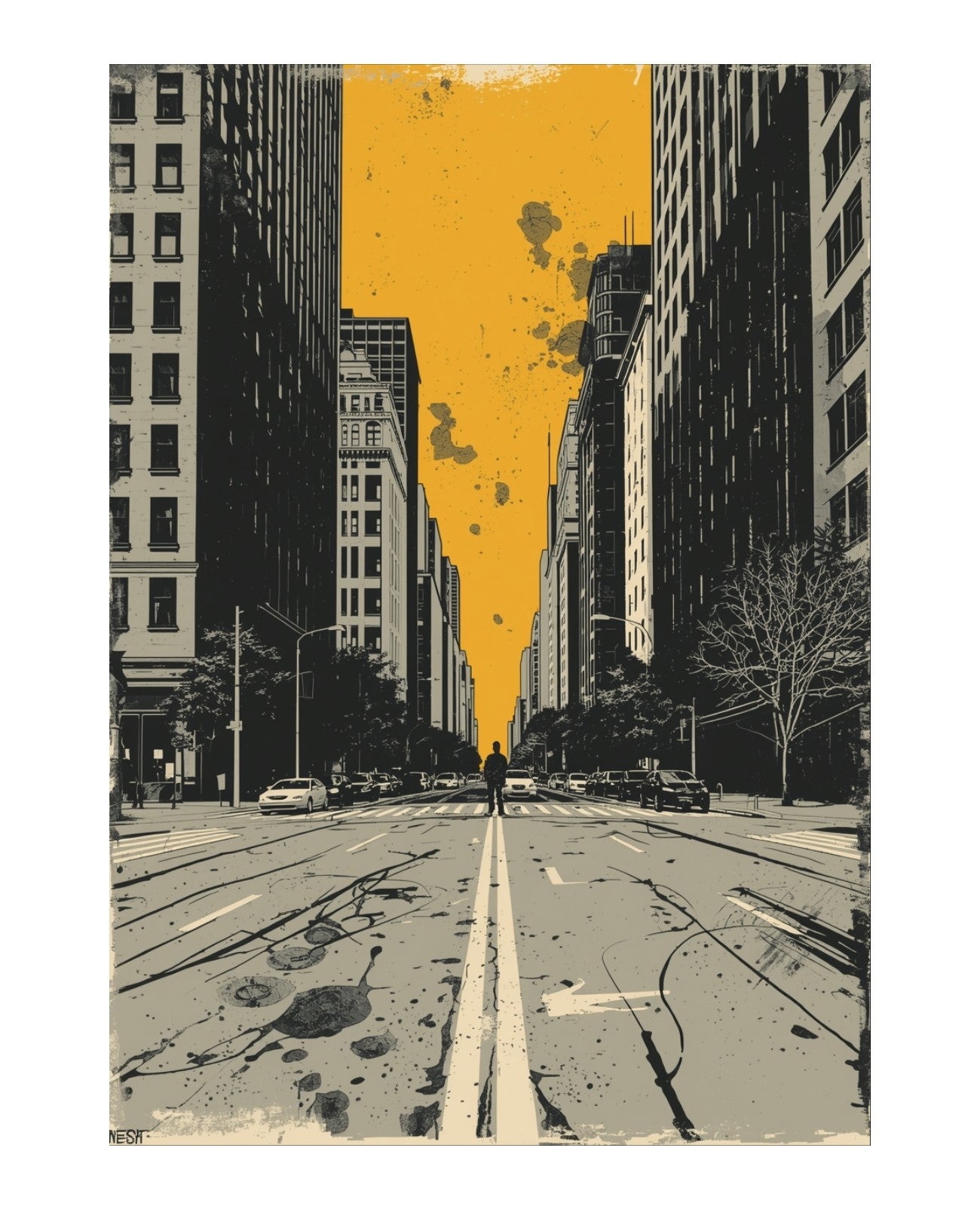 Silhouette Splatter Symphony - Unframed