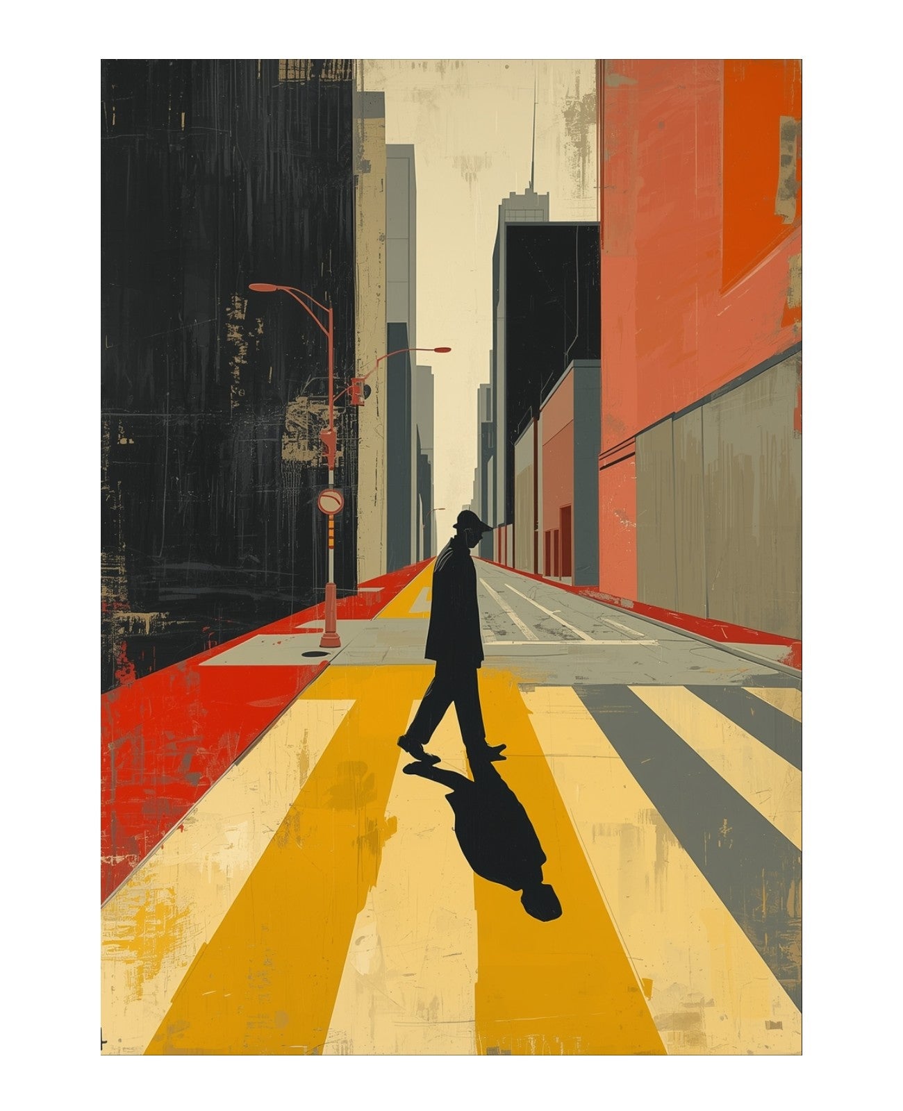 Neon Silhouette Intersection Dance - Unframed