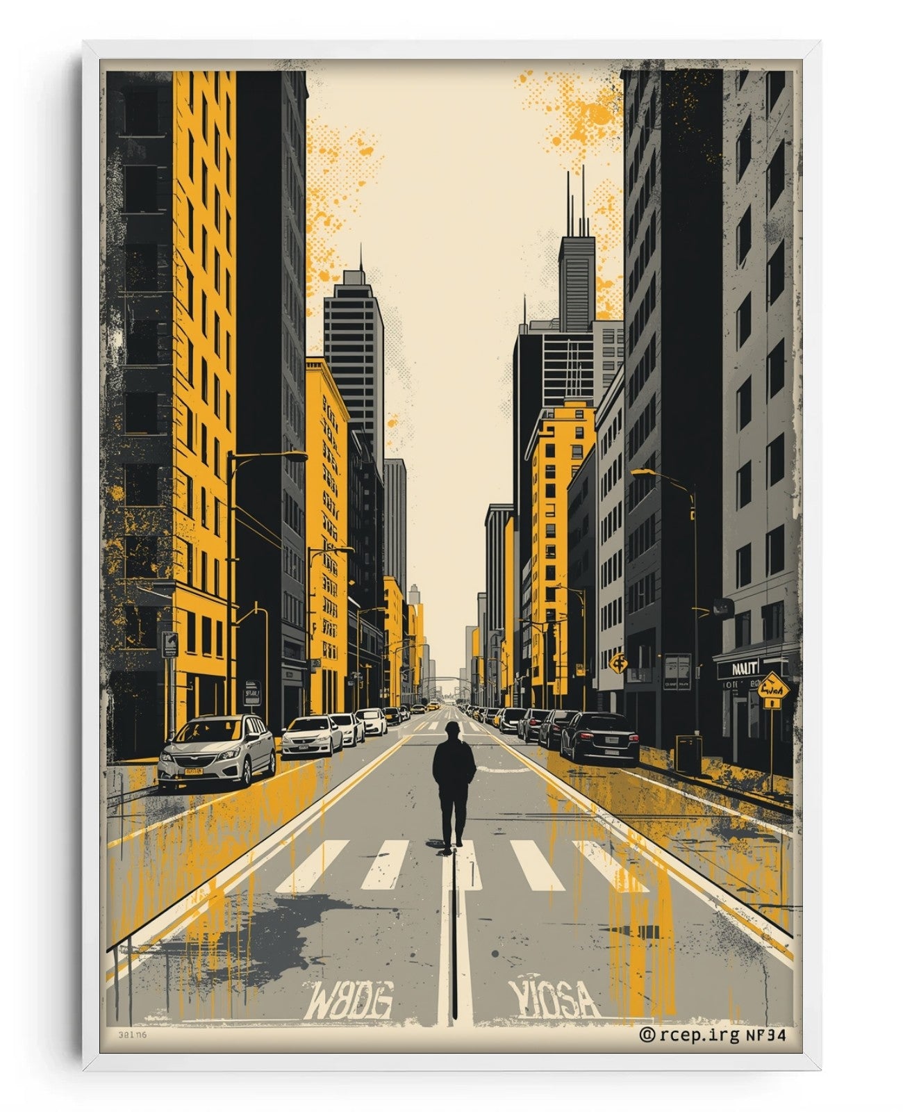 Vibrant Silhouette Symphony - White Wood