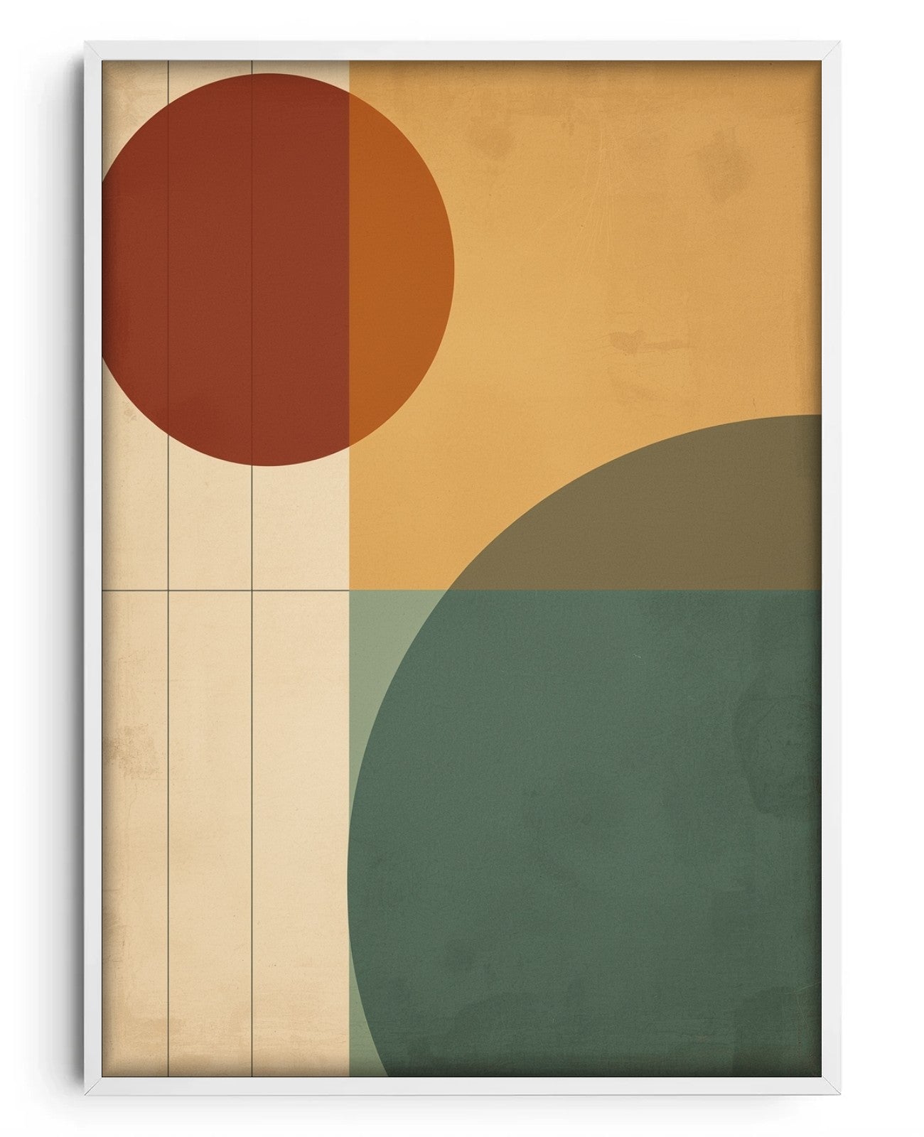 Ochre Whispers Geometric Dance - White Wood