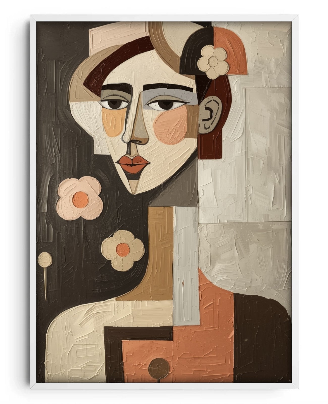 Whispering Geometric Bloomscape - White Wood