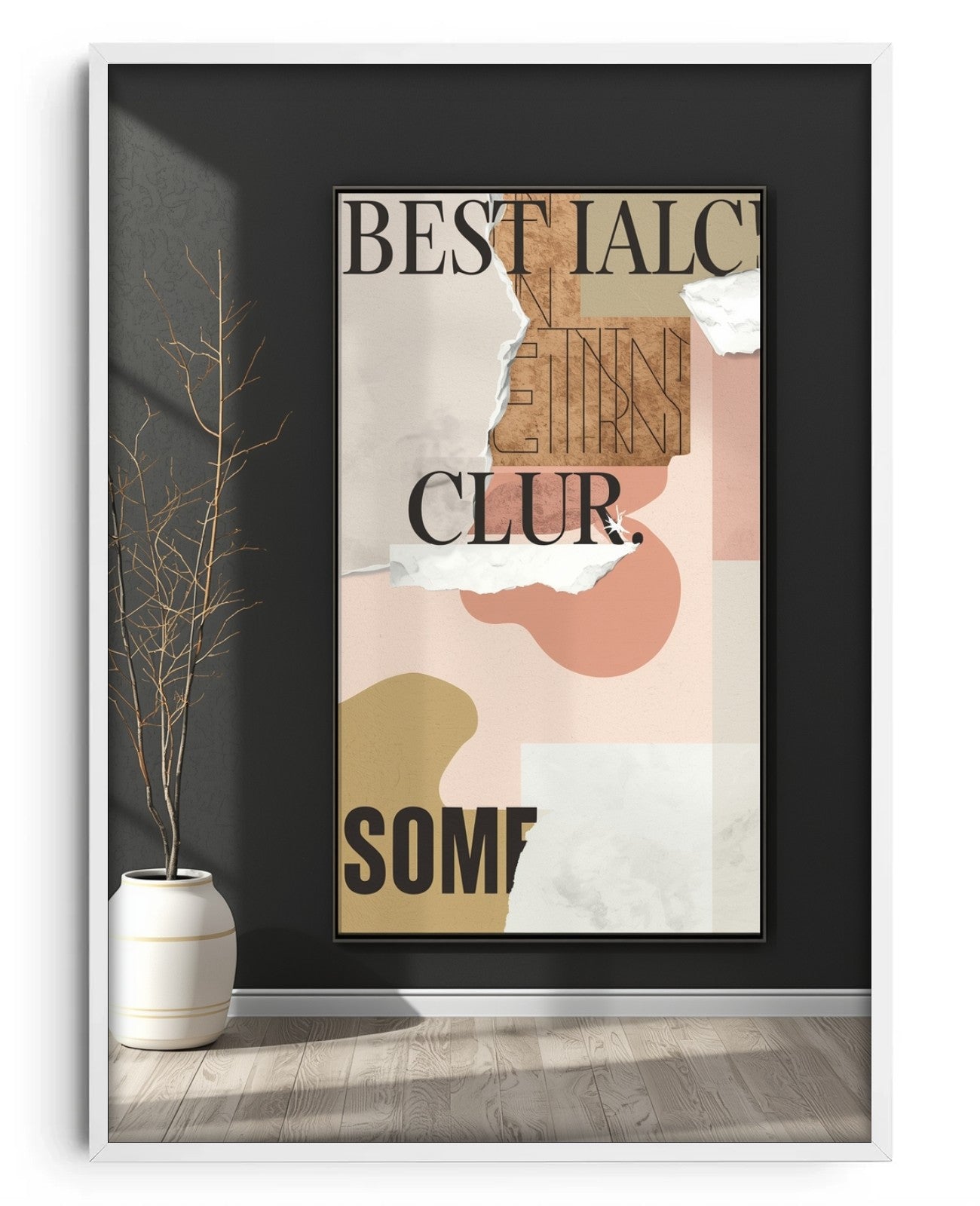 Whispering Tides of Neon - White Wood